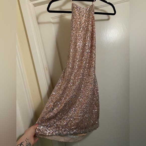 Pink Sequin Backless Mini Party Dress sz Med barbiecore - Picture 5 of 10